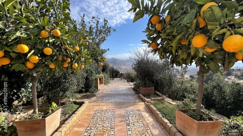 Orange Orchard Pathway with Stunning Views photo