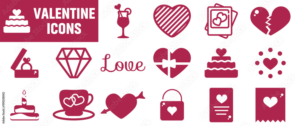 Valentine icon set. Happy valentine day related icon in white background. Valentine's Day Outline Illustration. Valentine icon set. Happy valentine day related icon in white background. Valentine's Day Outline Illustration.