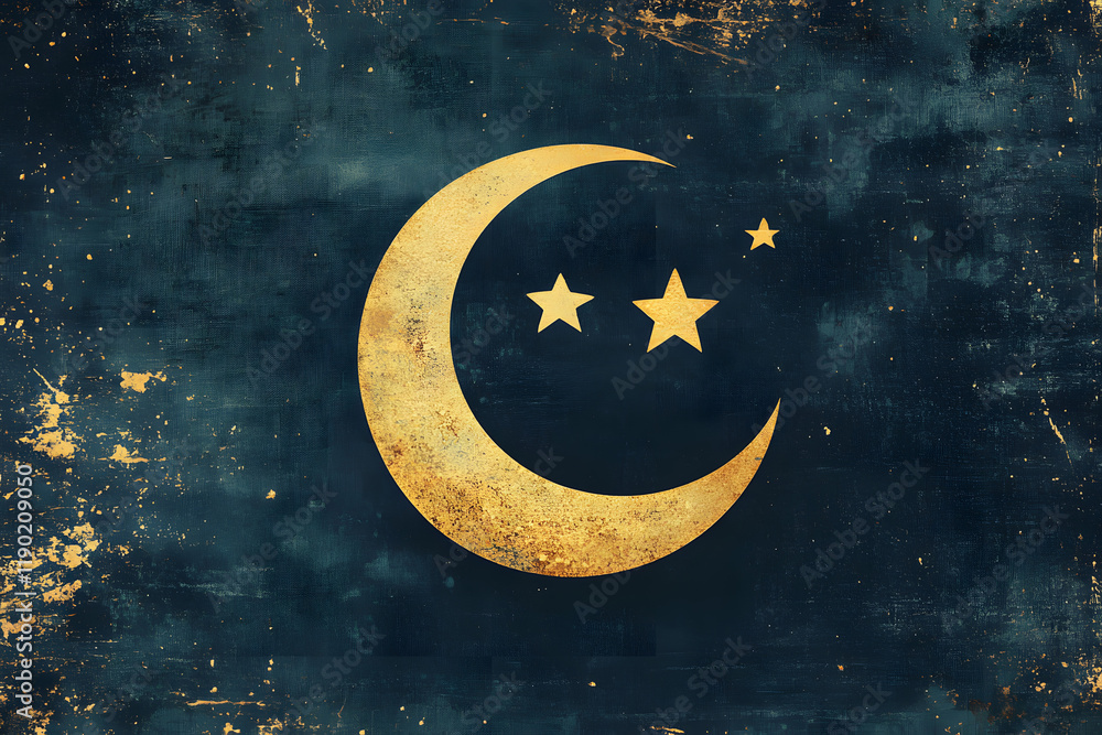 custom made wallpaper toronto digitalRamadan background with crescent, stars and glowing clouds above mosque on mountains. Month of Ramadan is that in which was revealed Quran. Mixed media image.