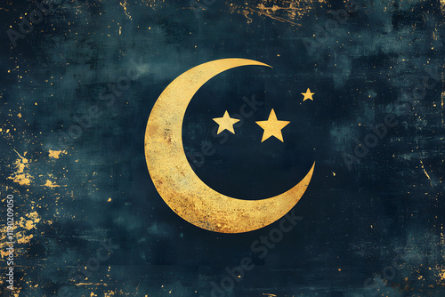 Wallpaper Mural Ramadan background with crescent, stars and glowing clouds above mosque on mountains. Month of Ramadan is that in which was revealed Quran. Mixed media image.
 Torontodigital.ca