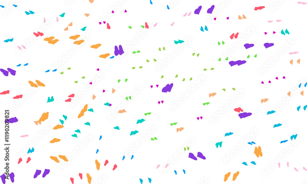 confetti isolated Heart Symbol on white background, Multi colored heart shaped Spread confetti design. celebration template.