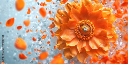 Orange flower underwater