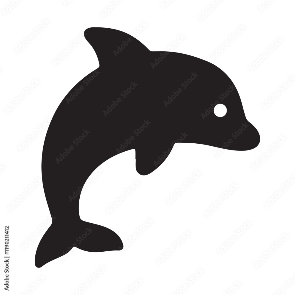 Dolphin silhouette vector art illustration on white background Dolphin silhouette vector art illustration on white background