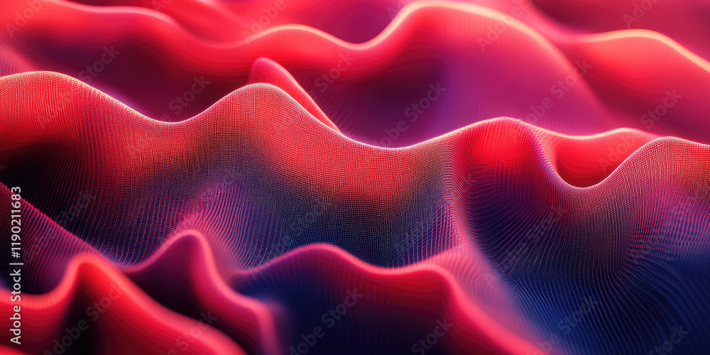 Obraz premium An abstract landscape of swirling, luminous waves in shades of red and purple