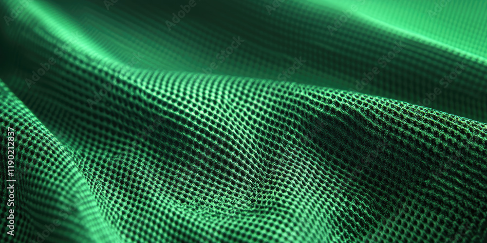 Obraz premium Green Sports Clothing Fabric Football Shirt Jersey Texture for Athletic Apparel
