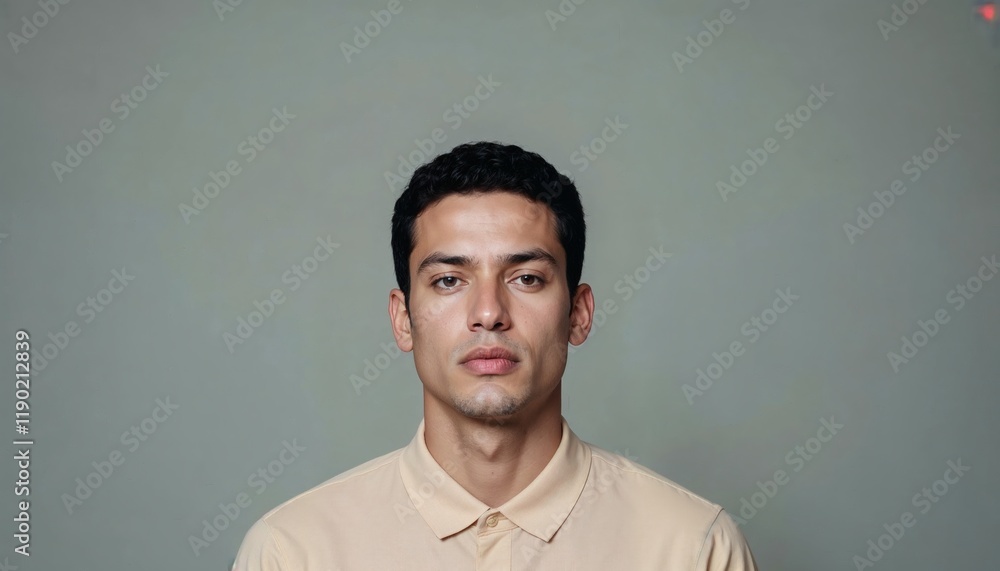 Man wearing a blank collared t-shirt Man wearing a blank collared t-shirt