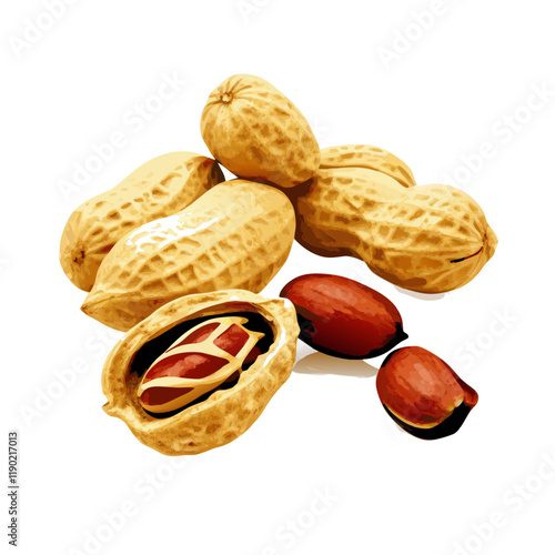 Close up of fresh peanuts  vector illustration (2)