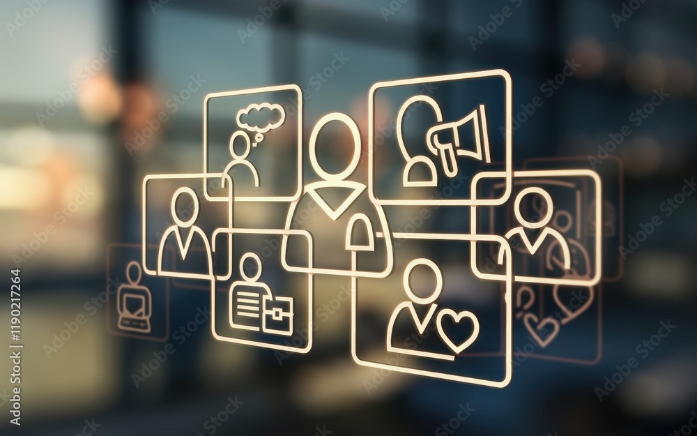 Networked Individuals Illustrating Collaborative Teamwork And Communication