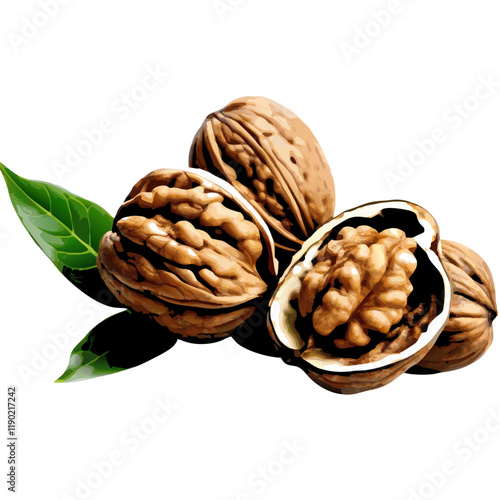 fresh walnut  vector illustration (1)
