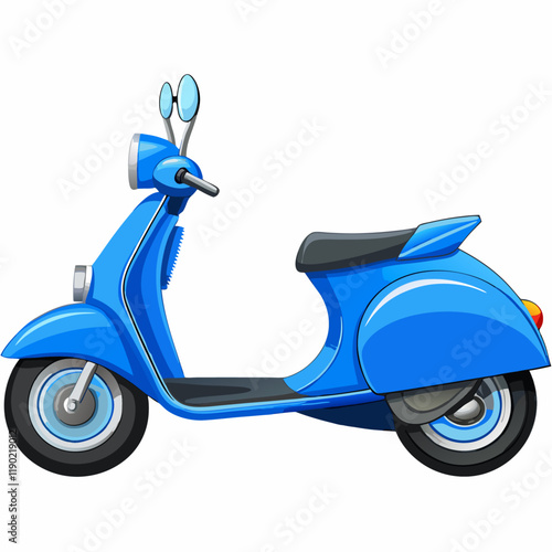 A blue scooter  vector illustration (4)