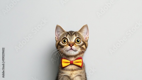 Surprised Sad Gray Kitten with Huge Eyes - Close-up Funny Portrait Isolated on White Background photo