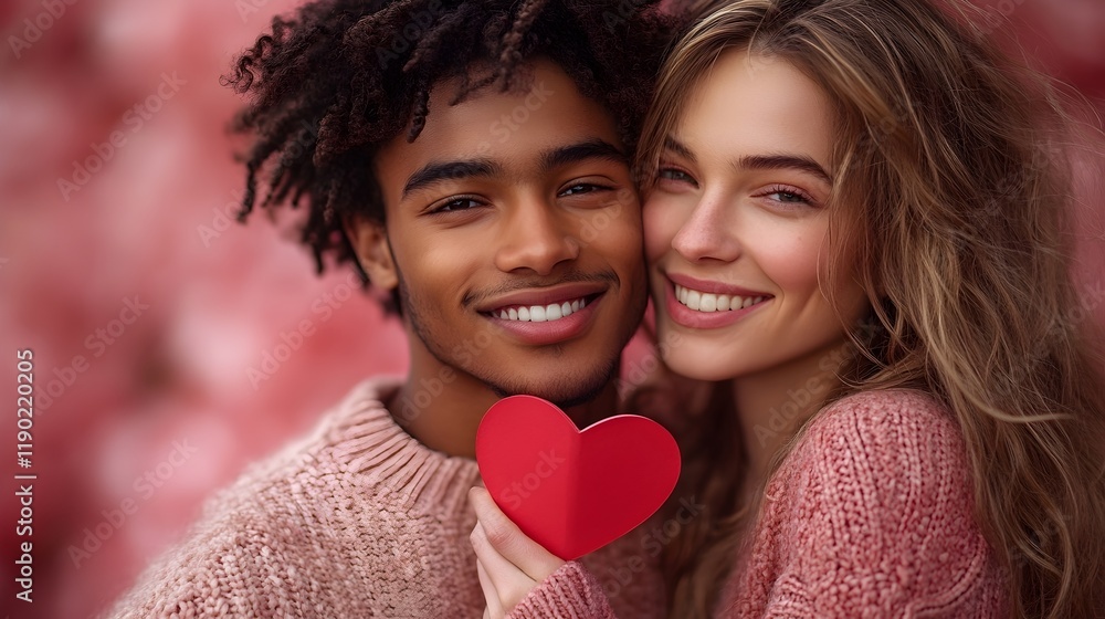 a young couple with a playful smile holds a red paper heart, both are dressed casually in modern, bright clothing. love and relationship, valentine’s day, couple banner a young couple with a playful smile holds a red paper heart, both are dressed casually in modern, bright clothing. love and relationship, valentine’s day, couple banner
