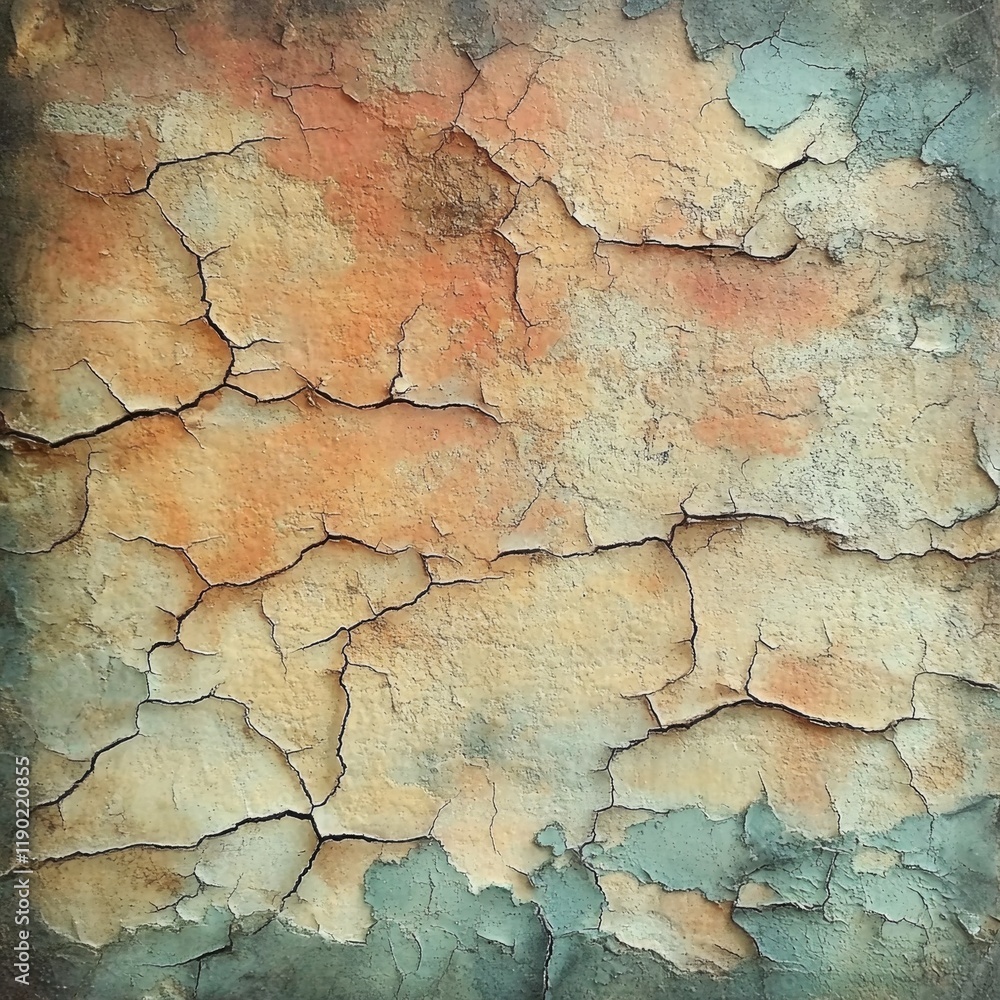 Obraz premium Distressed Wall Texture with Chipped Paint Patterns