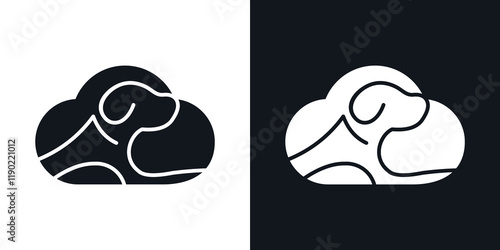 Simple cloud with dog inside line art vector abstract