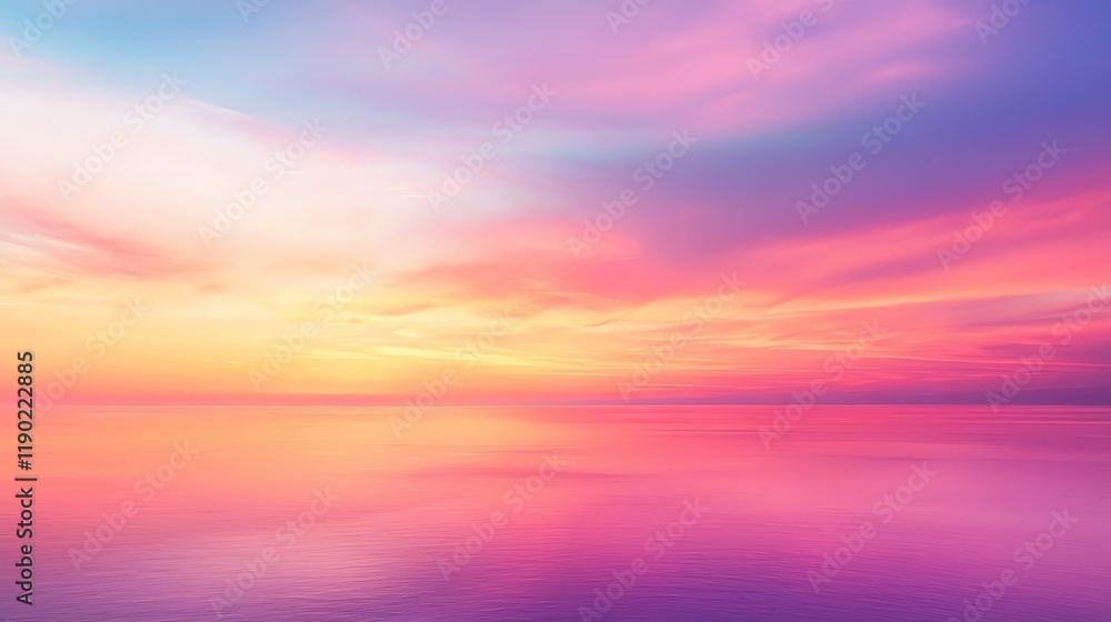 A serene seascape features a vibrant sunset with hues of pink, purple, and orange reflecting on calm waters. A serene seascape features a vibrant sunset with hues of pink, purple, and orange reflecting on calm waters.