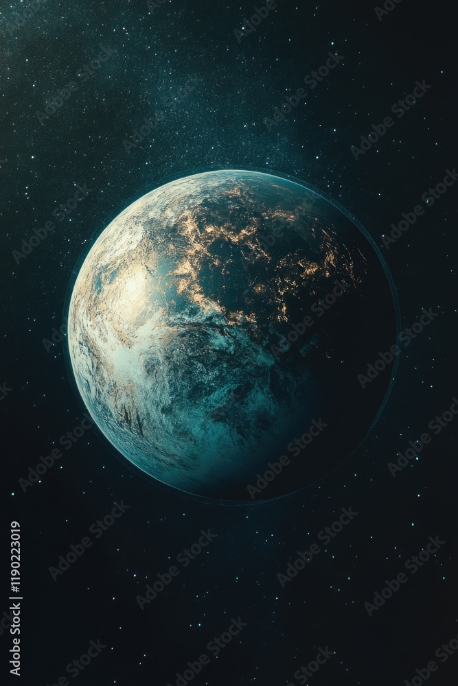 Obraz premium Earth from Space with Stars