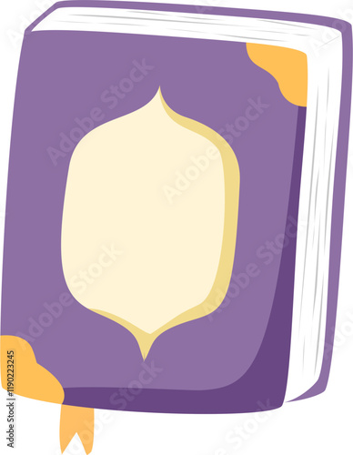 Purple holy quran book cartoon illustration vector