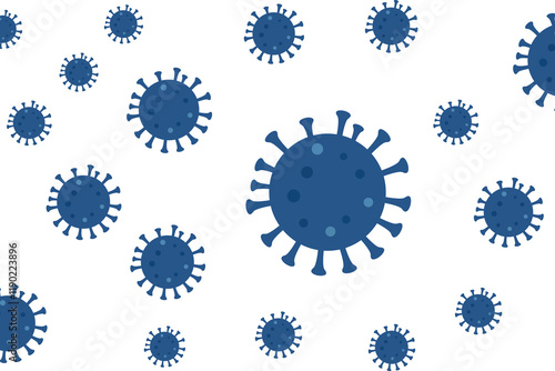 Virus particles scattered across a plain white background. Monekypox, Mpox, Nipah virus. Vector illustration