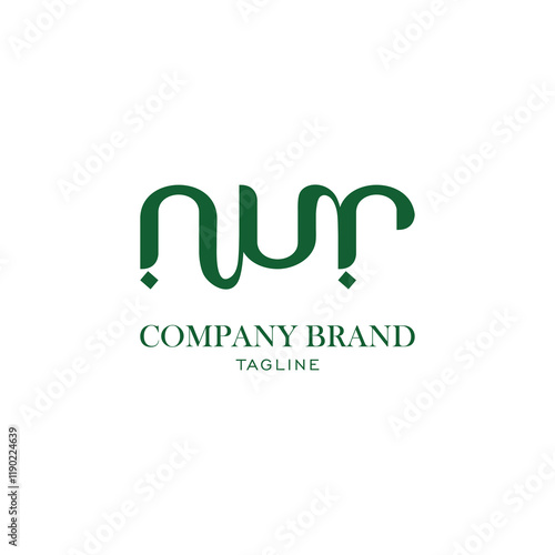 Initial letters NUR logo design with Creative Style alphabet symbol. Initial NUR Arabic typography style design. 