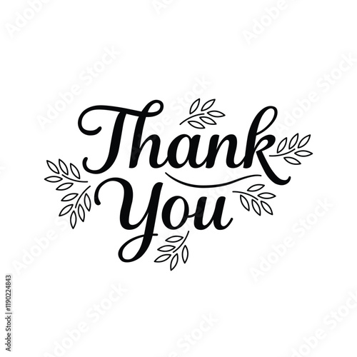 Thank You handwritten calligraphy illustration isolated on white background, Thanksgiving Day, Calligraphy thank you
