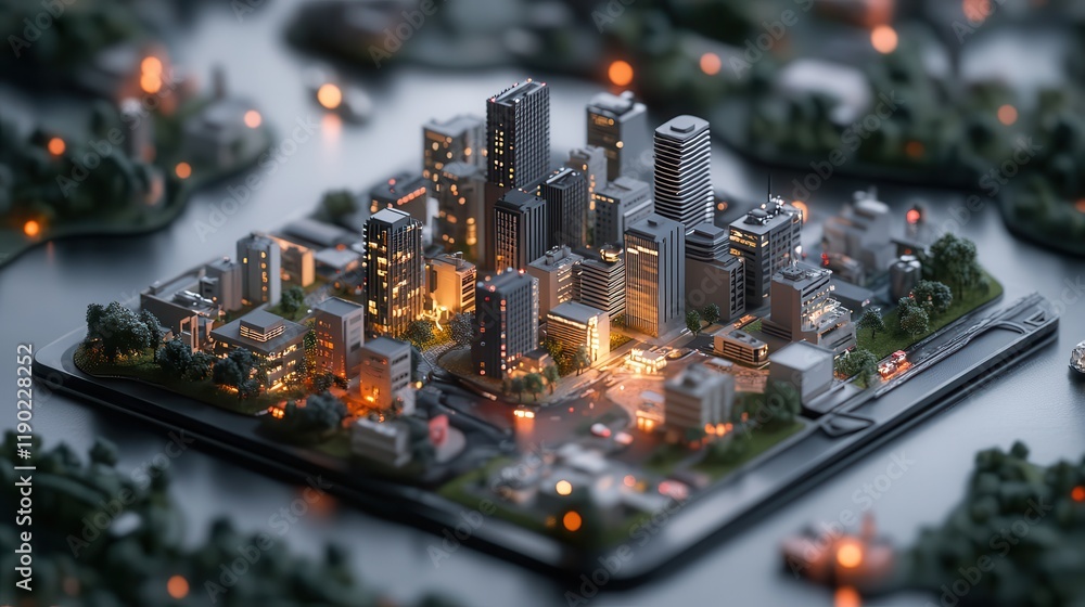 Obraz premium Smart city concept with connected IoT devices visualized
