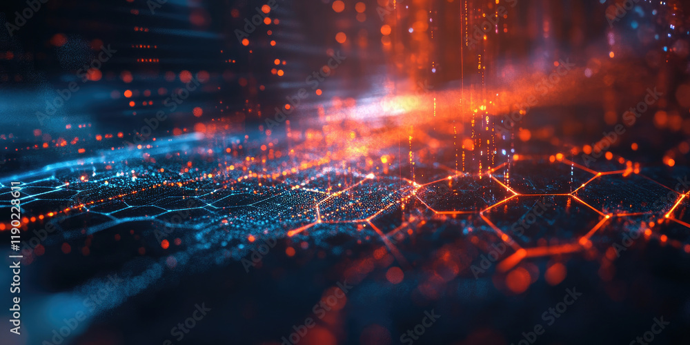 Obraz premium Digital Hexagon Abstract Background for Tech-Inspired Designs