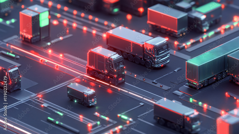 An AI-driven logistics system synchronizing supply chain movements in real time. An AI-driven logistics system synchronizing supply chain movements in real time.