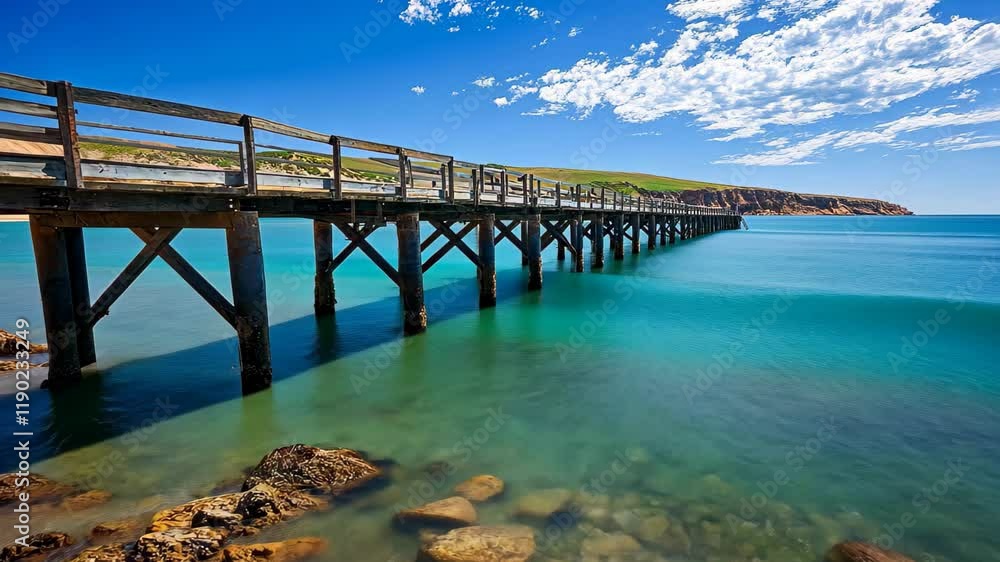 Explore the beautiful Adelaide coastline with a serene view from the wooden pier, Adelaide coastline sightseeing Travel and explore Rapid Bay Jetty site Explore the beautiful Adelaide coastline with a serene view from the wooden pier, Adelaide coastline sightseeing Travel and explore Rapid Bay Jetty site