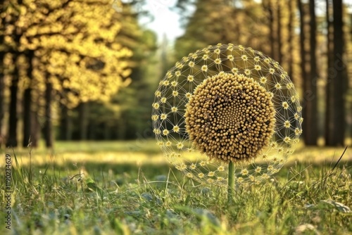 Close-up of a sunflower with bright yellow petals, highlighting the texture of the seeds in the center, emphasizing the flower's vibrant beauty. photo