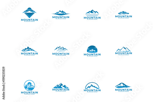 Set of Mountain business logo design vector template.