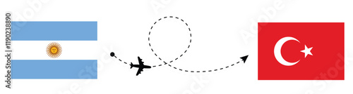 Argentina to Turkey flight travel concept . Buenos Aires to Ankara flight travel