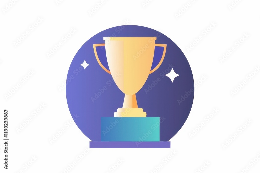 A golden trophy on a podium against a starry background, symbolizing achievement and success in competitions. A golden trophy on a podium against a starry background, symbolizing achievement and success in competitions.