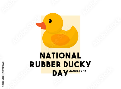 National Rubber Ducky Day. January 13. Rubber ducky icon. White background. Flat design vector.