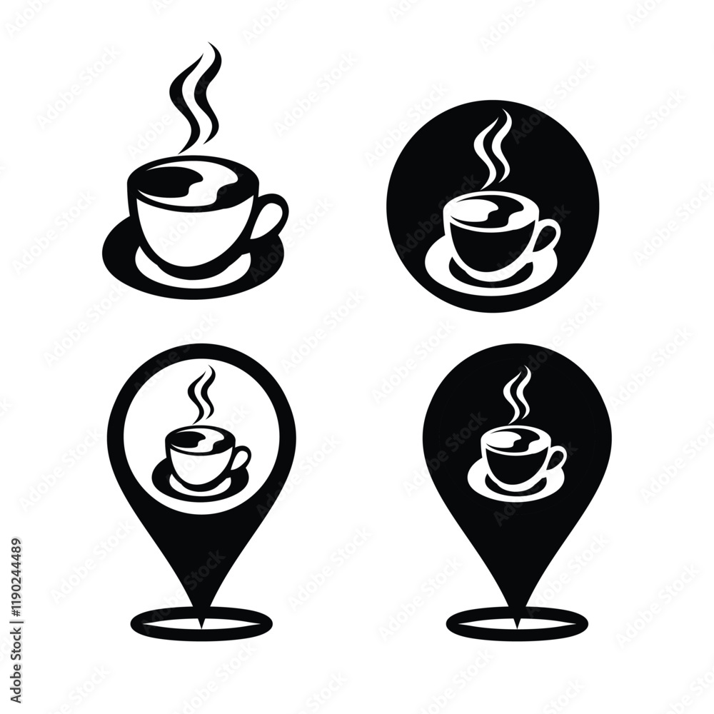 Obraz premium coffee spot location marker pin vector design set