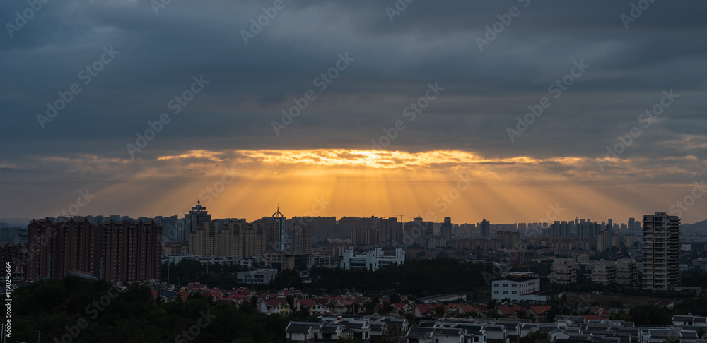 Fototapeta premium sunset over the city
