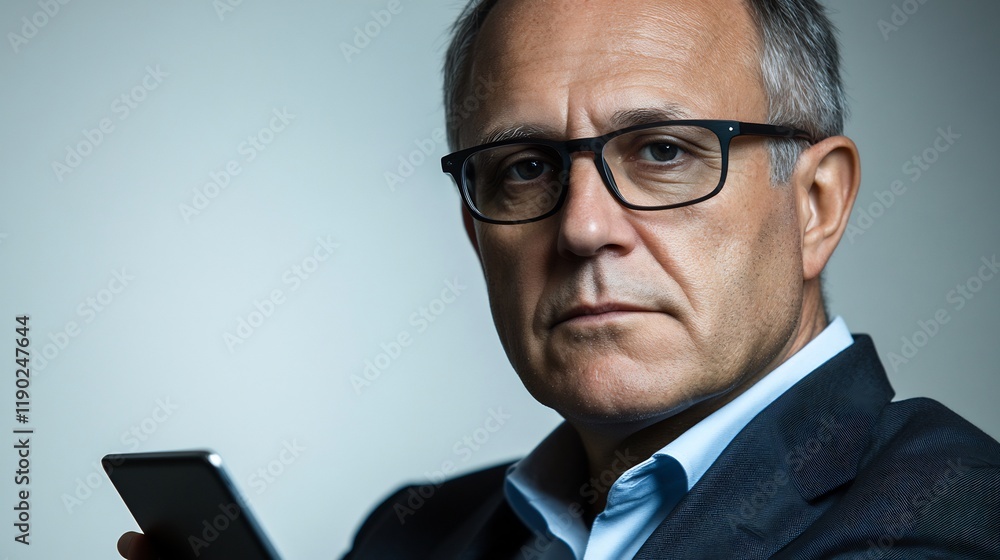 Serious Businessman with Smartphone Serious Businessman with Smartphone