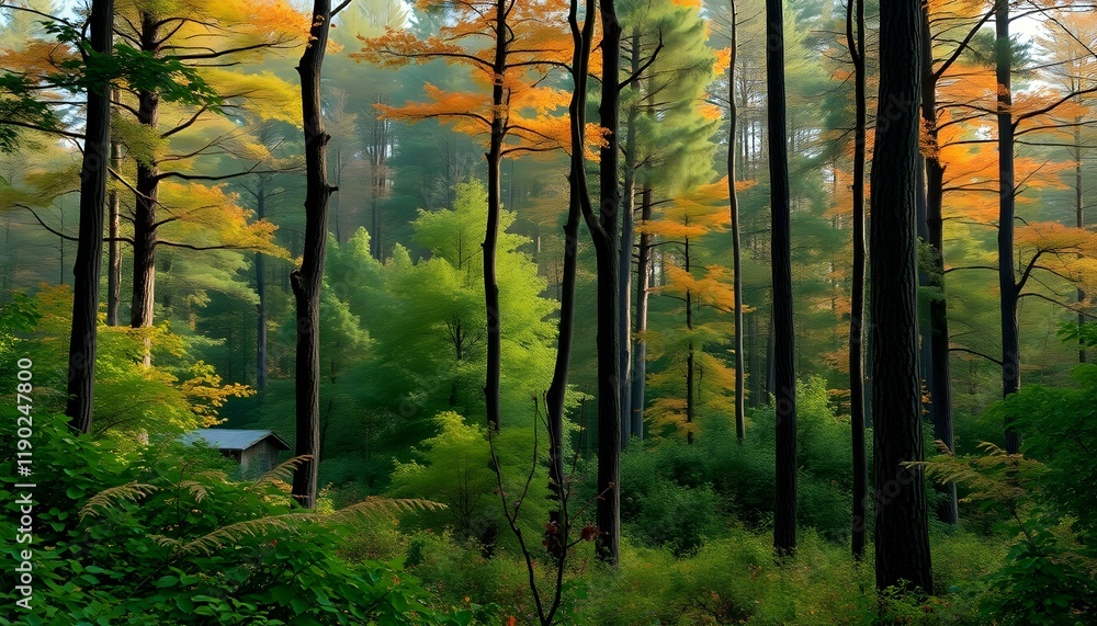 Obraz premium Autumn Serenity in the Forest