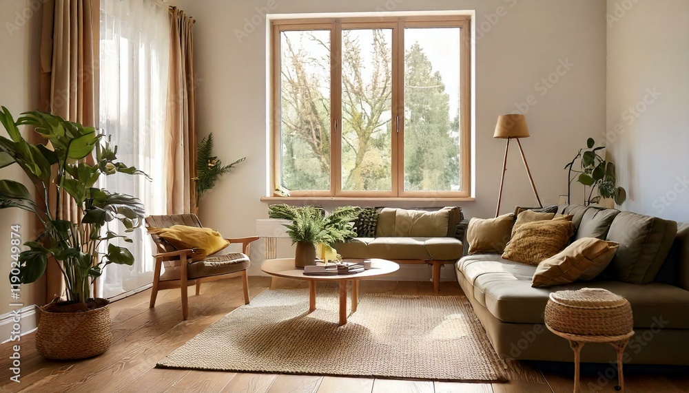 Fototapeta premium modern living room with fireplace