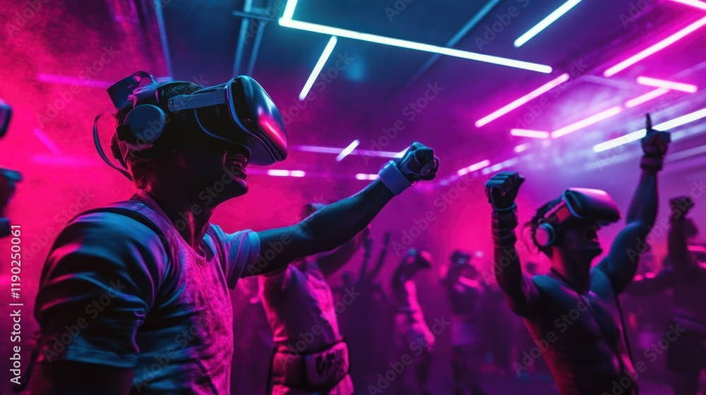 Immersive Virtual Reality Experience: Neon Lights and Thrilling Metaverse Immersive Virtual Reality Experience: Neon Lights and Thrilling Metaverse