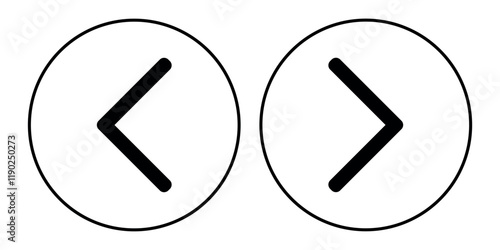 Arrows icons, Left and right, previous and next or back and forth round arrows line art icon for app and website.