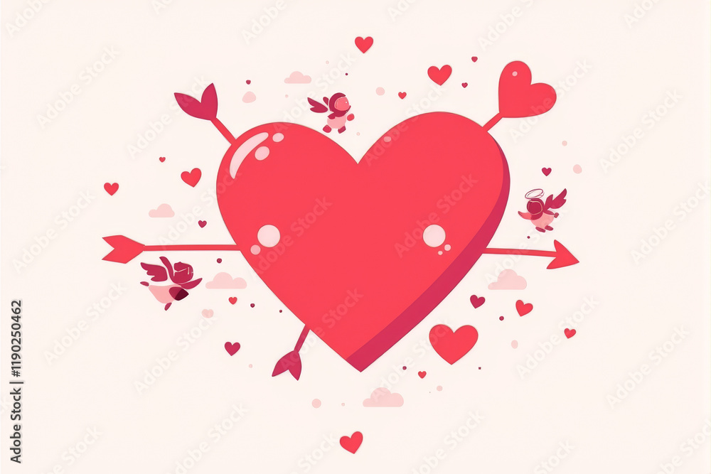 A whimsical heart design with tiny arrows and cupids, perfect for a Valentine’s theme.