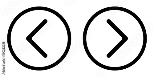 Arrows icons, Left and right, previous and next or back and forth round arrows line art icon for app and website.