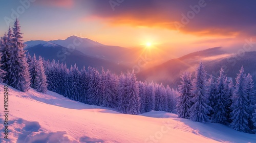 Wallpaper Mural Majestic sunrise in the winter mountains landscap Torontodigital.ca