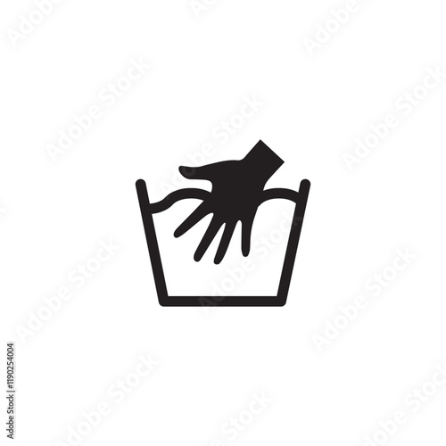 Hand wash icon with hand and water for clothing care instructions