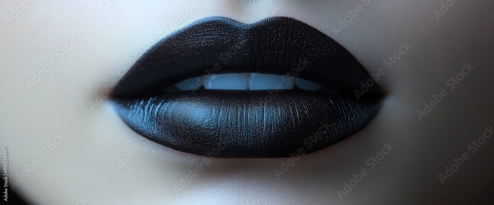 Close-up of dark lipstick on full lips. Close-up of dark lipstick on full lips.