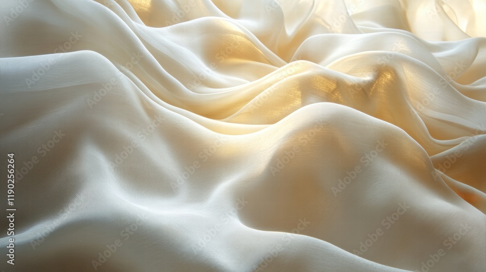 A luxurious silk fabric with rich folds and soft, glowing light in shades of gold and cream A luxurious silk fabric with rich folds and soft, glowing light in shades of gold and cream