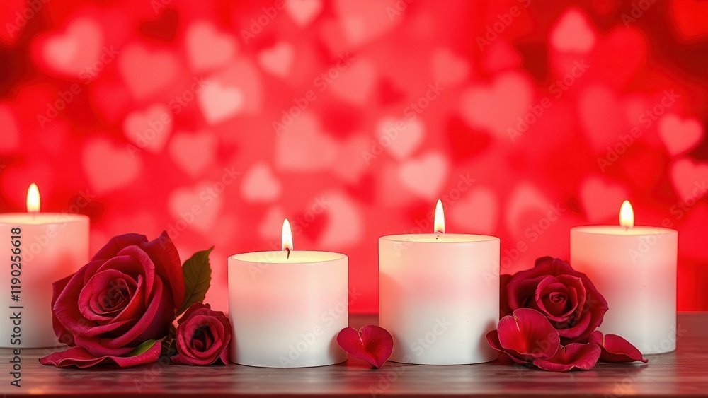 Romantic background with candles and rose petals. Romantic background with candles and rose petals.
