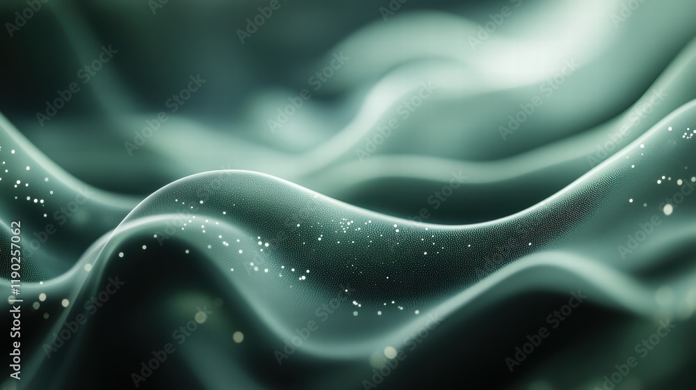 Obraz premium A minimalist bokeh green background with soft circular light spots and a smooth, blurred texture, creating a clean, refreshing design