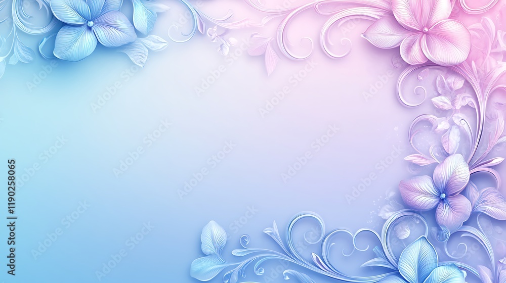 Pastel Flowers and Swirls Frame a Soft Background Pastel Flowers and Swirls Frame a Soft Background