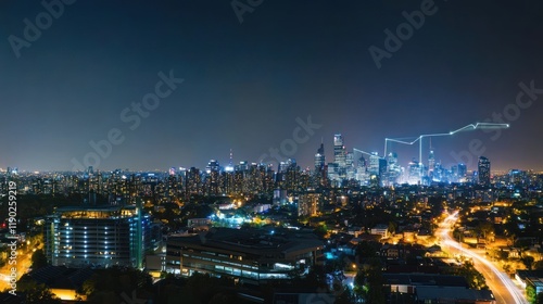 Wallpaper Mural Night Lights of Melbourne Skyline: Technological Advancement Torontodigital.ca